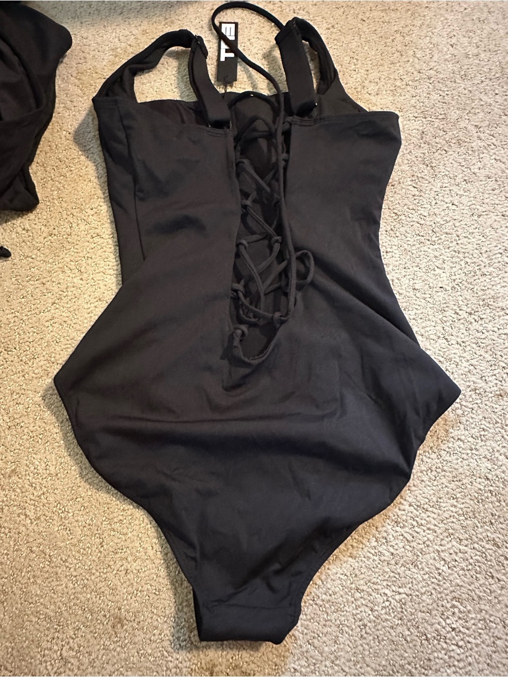 NWT TA3 Squarey large one piece swimsuit black large regular - Picture 3 of 4